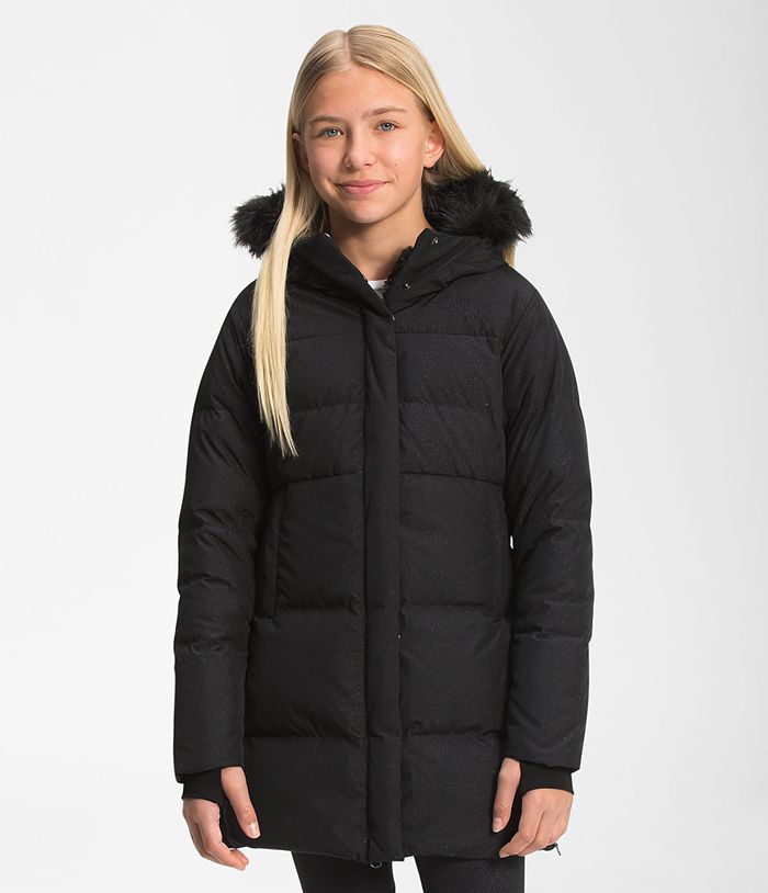 The North Face Jacket Printed Dealio Fitted Parka Black - Girls - Thailand WTDML-0158